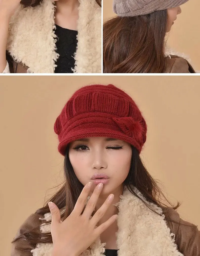 Charles Perra, женские вязаные шапки, зимние, утепленные, двойной слой, защита ушей, повседневные, шерстяные, женские шапки, теплые, женские шапочки CD63
