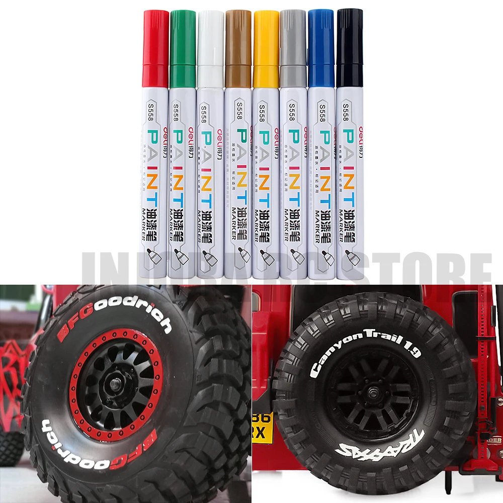 

2Pcs RC Crawler Car Tire Paint Marker Pen Drawing Tool for RC Model Car 8 Color Optional