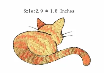 

2.9"wide Brown cat embroidery patch dress/strass/mouse