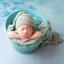 Трикотажный наряд для новорожденных реквизит для фотосъемки вязаный крючком стрейч Джерси обертывание для фотографий новорожденных шляпа младенческой безрукавка ребенок душ подарок