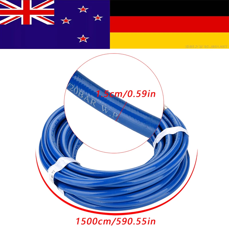 

15M Compressor Air Line Hose Blue Flexible Pneumatic PVC Hose with Quick Connector for Air Compressor