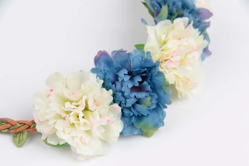 Silicone Anti-lost Chain Strap Adjustable 10pcs/lot Fashion Women Bohemia Beach Peony Flower Headband Scrunchy Hairband Wreath Flora Adjustable Headband Hair Accessories newborn socks for babies