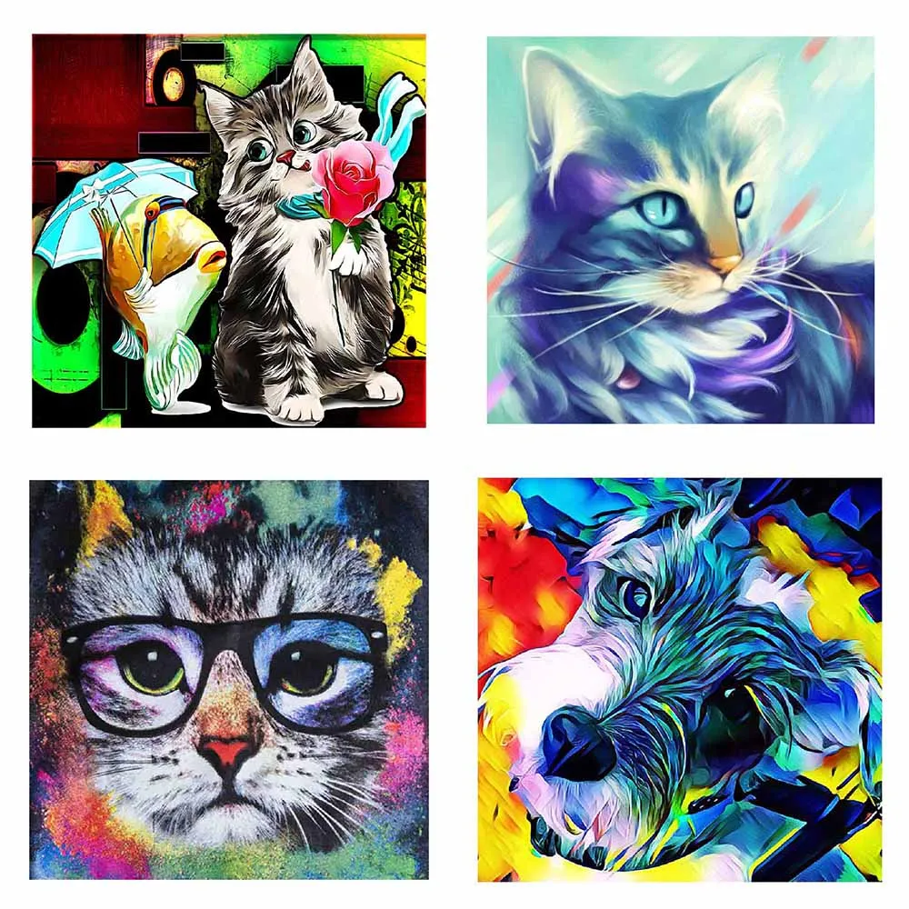 

Full Square Diamond 5D DIY Diamond Painting Colorful Cat 3D Embroidery Cross Stitch Rhinestone Mosaic Painting Decor