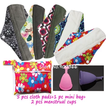 

New Design Charcoal Bamboo Sanitary Pads Waterproof Feminine Pads Reusable Cloth Menstrual Pad