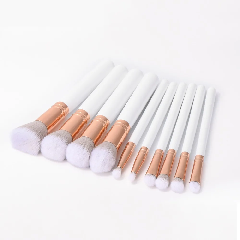 

NEW 10pcs Wood Handle White Makeup Brushes Kit Natural Soft Bristles Foundation Blush Eyeshadow Cosmetic Brush Make Up Tool