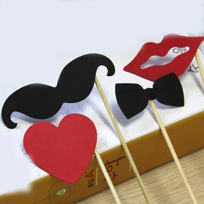 

10 PCS Funny Mustache Heart Cupcake Toppers Black Red DIY Cakes Topper Picks Lips Topper Party Decoration Baby Shower Supplies