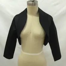 Estolas Para Casamento с длинными рукавами Черное атласное свадебное платье Boleros Para Noiva Болеро Свадебный жакет