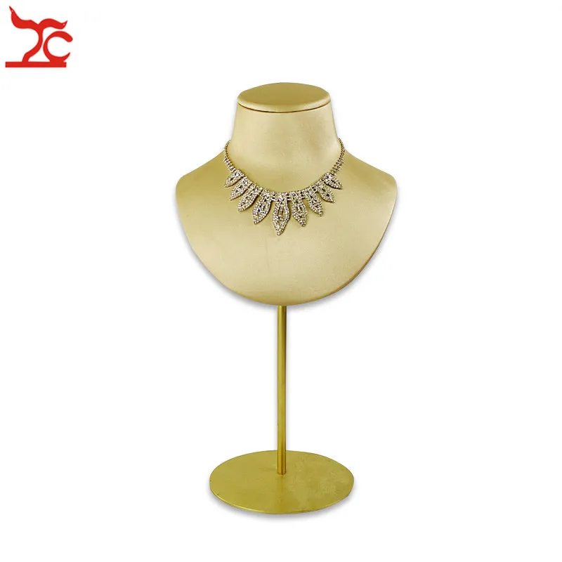 New Gold Necklace Display Bust Stand Leather Pendant Holder New Gold Necklace Display Bust Stand
