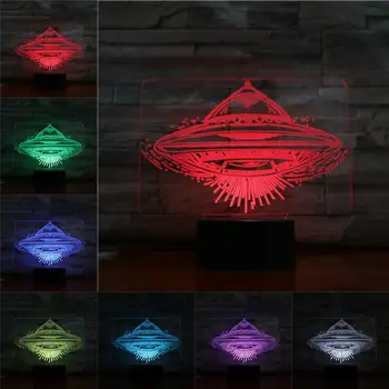 

UFO 3D Lamp Night Light LED Bulb Multicolor Flash Holiday Props Christmas Gifts For Children Circular Disc Aero craft Home Decor