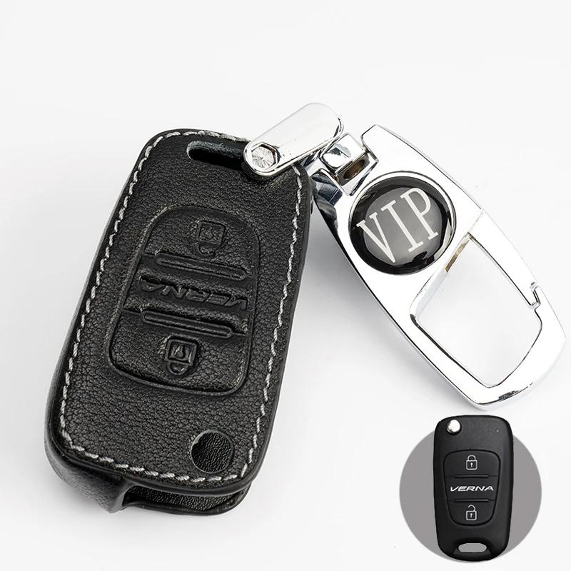

New Leather Car Key Cover Case+Keychain For Hyundai Accent I30 I20 I35 IX20 Elantra Equus Solaris Verna 2011 2013 2014 For KIA