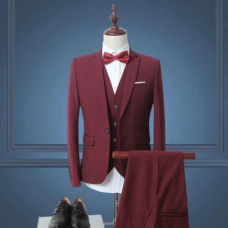 2016 Men Slim Fit Suits Plus Size M- 6XL Mens  Wedding Suits With Pants Business Mens Formal Wear (Jacket+Vest+Pants)