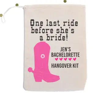 

personalized names One Last Ride wedding favor gift bags Bachelorette Hangover Survival Kit bridal shower party Candy pouches