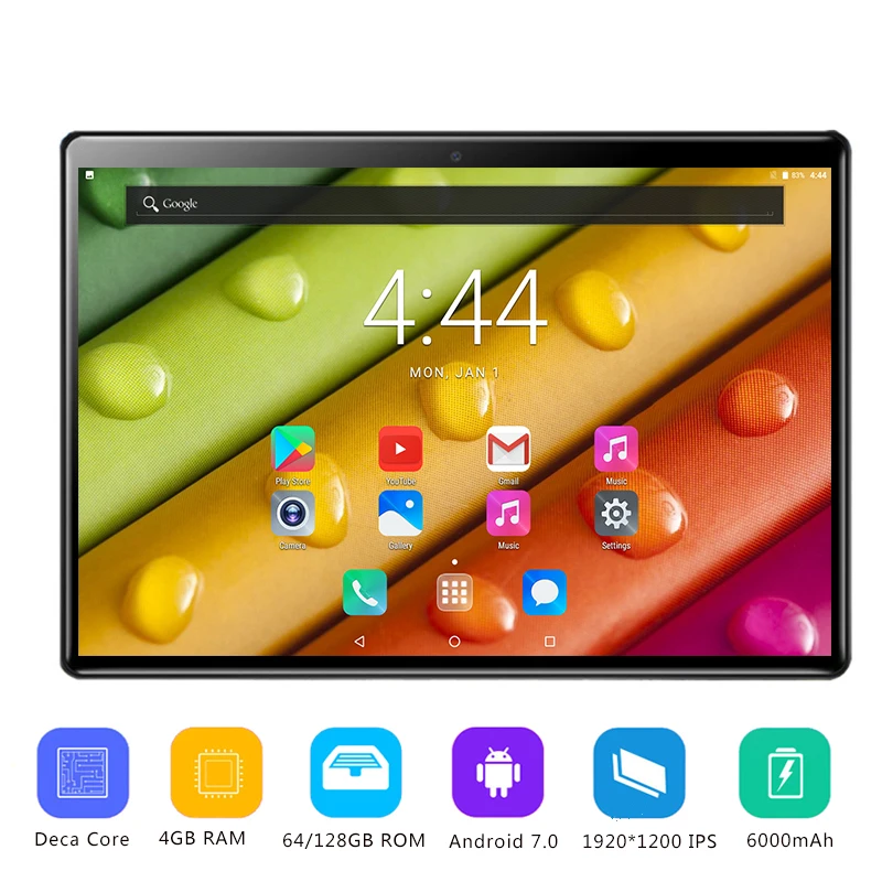 

2019 New 10 inch tablet PC 4GB RAM 12GB ROM 10 Cores Android 7.0 4G LTE Tablets 10.1 IPS HD Screen 2.5D Glass Scratch Resistance