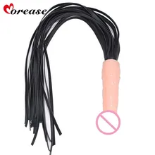 Morease Dildo Handle Whip Leather Ass Spanking Sexy Erotic Slave Bondage Flirting Fetish Flogger Tool BDSM Sex Toy Product