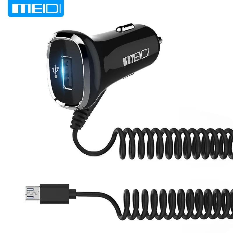 MEIDI 12v USB Автомобильное зарядное устройство 2.4A быстрое зарядное устройство Tomada Usb Carro с длиной кабеля 1 М адаптер для samsung Автомобильное Usb гнездо