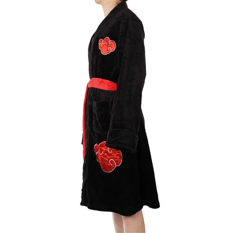 Японский аниме Наруто ночной халат маскарадные костюмы черный Акацуки коралловый флис одежда для отдыха халат вентиляторы лучший подарок