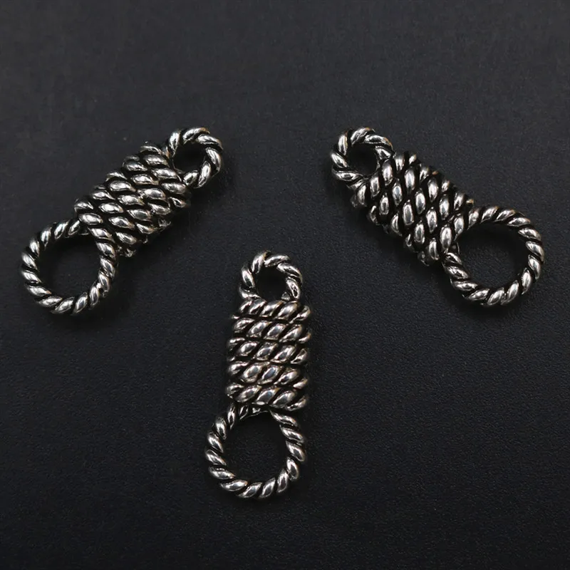 

WKOUD 8pcs Antique Silver Hemp Knot Charm Vintage Bracelet Necklace DIY Metal Jewelry Alloy Connector 25*10mm A1895