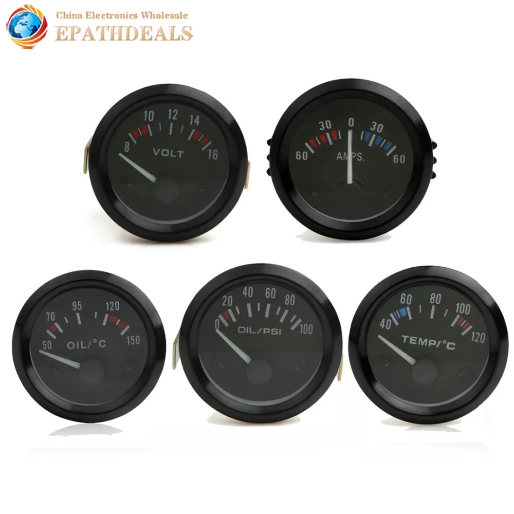 Universal 2 Inch 52mm Voltmeter Ammeter Oil Temperature 