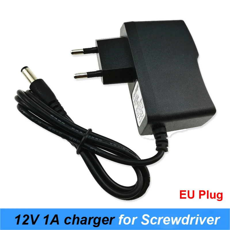 

12v battery charger for screwdriver AC DC 110-240V 12v 1a power supply fit for li-ion pack and lights EU plug