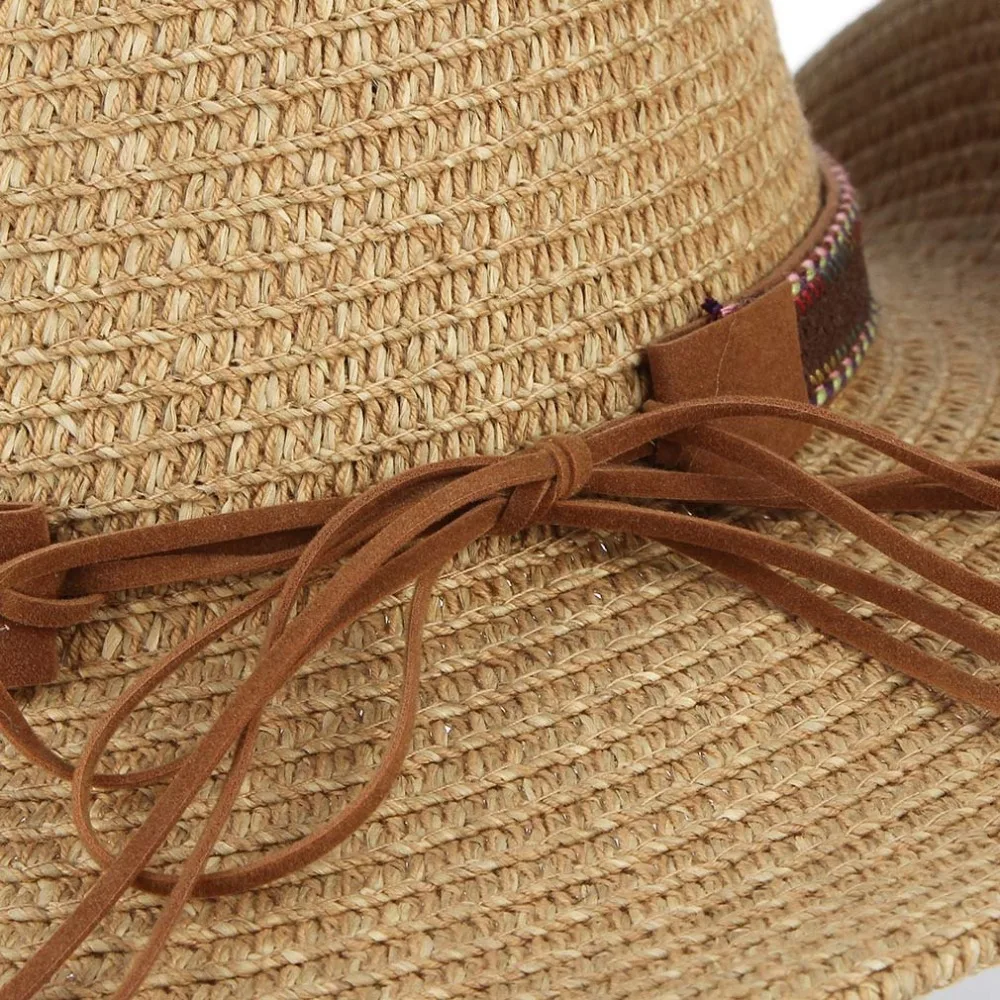 QDKPOTC Новинка весна лето мужские женские модные Соломенные Ковбойские шляпы Ретро украшение пояса джазовая шляпа песчаный пляж путешествия Козырек Кепка