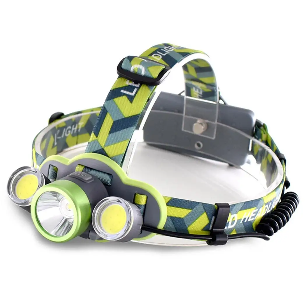 

Glare 3-lights Headlights USB Charging Head-mounted LED 15W 5000 mAh 130g Work Lights 100m-200m Green