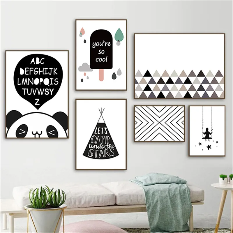 

Cartoon Panda Art Canvas Painting Poster Prints Nordic Ins Wall Art Painting Picture for Girs Boys Room Nursery Room Decor AL112