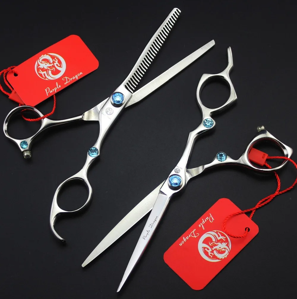 

FAST Shipping! New Design professional pair of 6 inch 440C blue gem high-grade hair scissors hairdressing salon barber shears