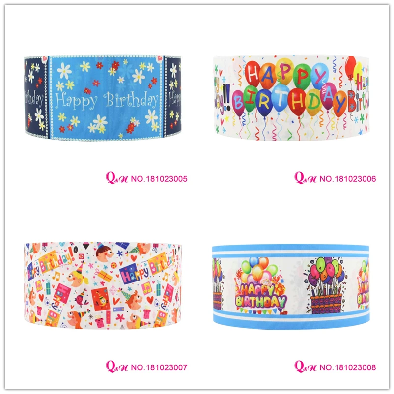 

Q&N ribbon 10 yards 22mm 38mm 75mm 181023005 birthday cartoon design printed grosgrain ribbon decoration for hairbow handmade