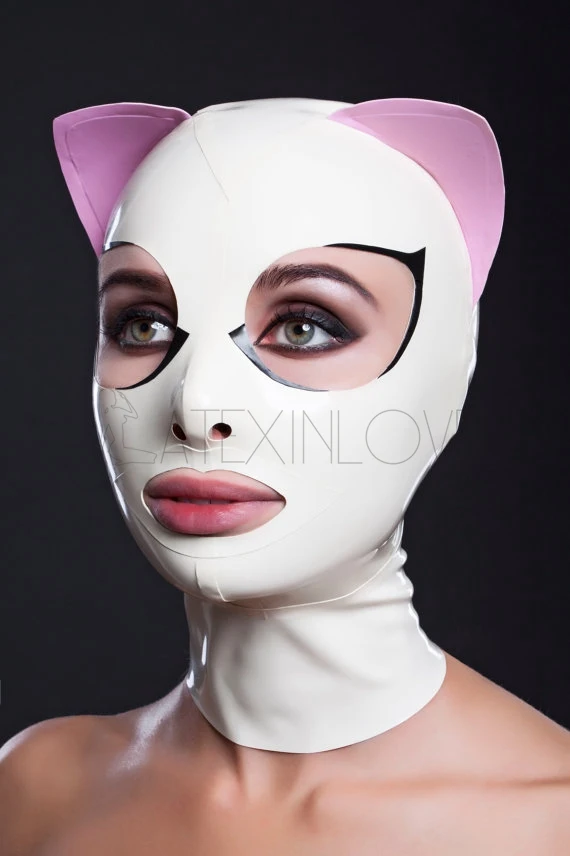 Sexy-White-Latex-Cat-Mask-Open-Eyes-Mouth-Nose-with-Back-Zipper