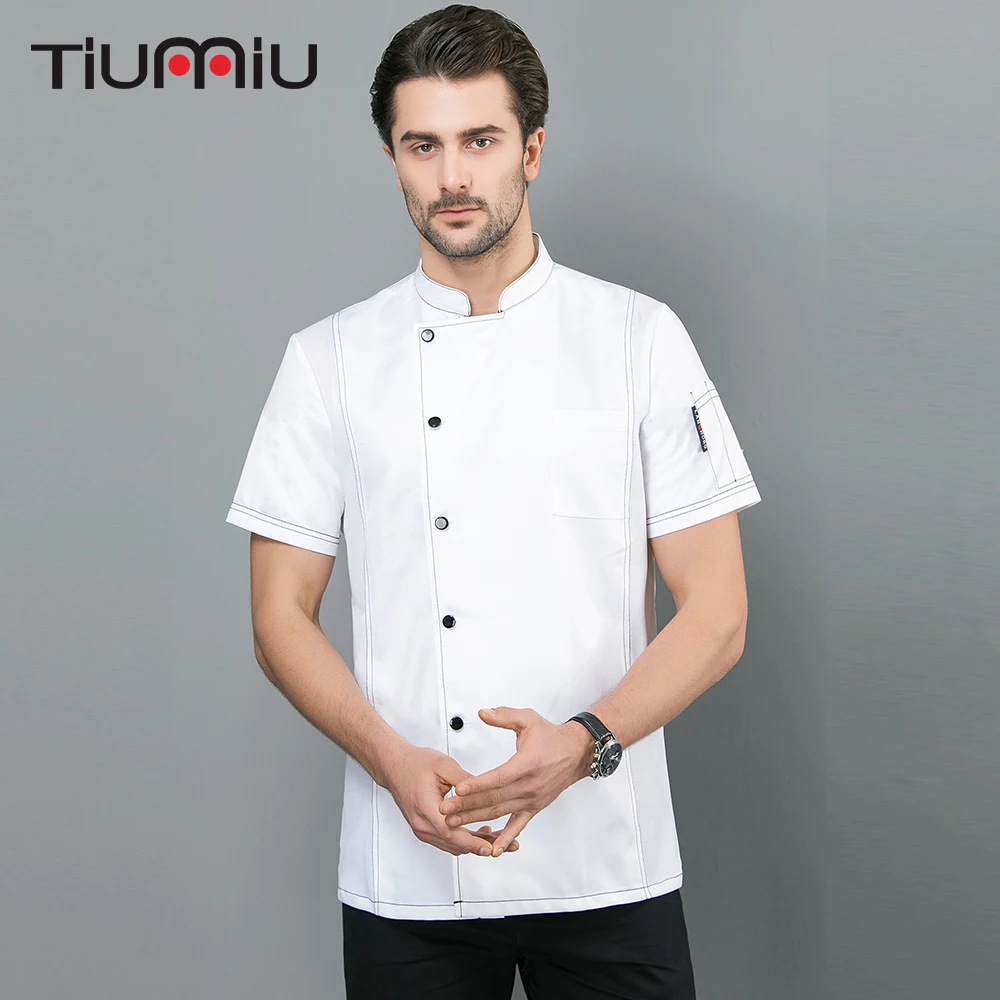 

High Quality Chef Jacket Summer Single-breasted Work Clothes Coffee Fast Food Service Barbershop Restaurant Kitchen Cook Coat