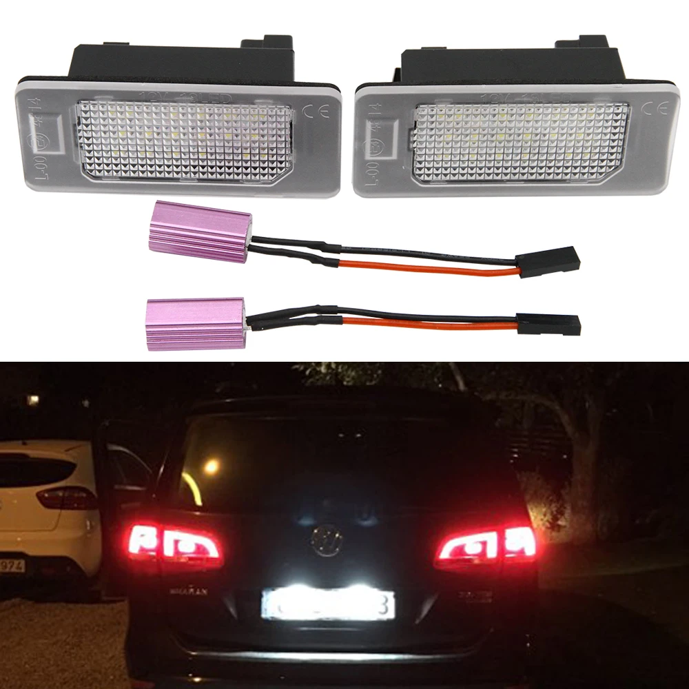 2x Led License Number Plate Light For Vw Golf 6 7 Mk6 Mk7 Golf Plus