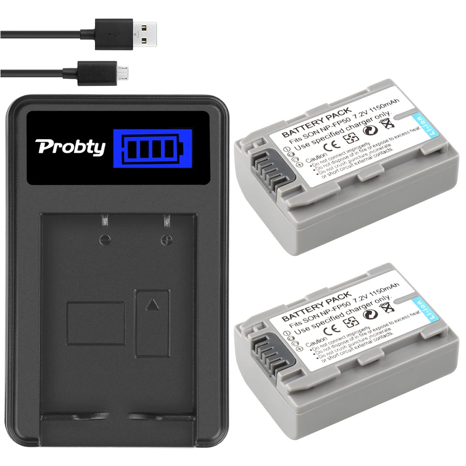 Btbai 2 Batterie Ricaricabili Per Sony NP-FP30/FP50/FP60/FP70/FP71/FP90 – 0.75A, Per Videocamere DCR-HC Serie
