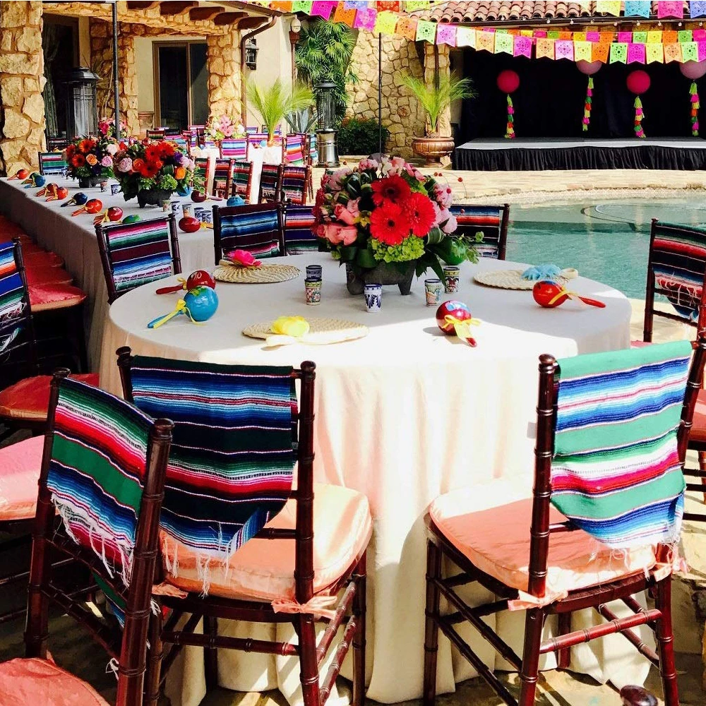 Мексиканский Serape Настольная дорожка хлопковая скатерть Радуга DIY свадебные Fiesta вечерние украшения 213X35 см 1/2/4/5 шт 2 Цвета