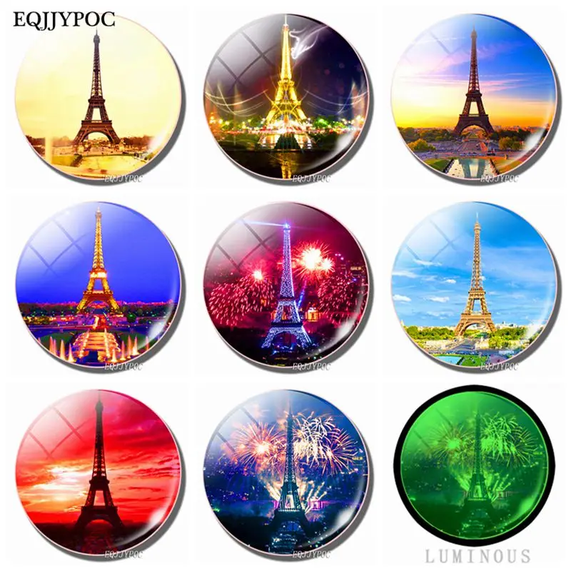 

25 MM Eiffel Tower Fridge Magnet Souvenir France Paris Glass Gemstone Removable Luminous Stickers for Refrigerator for Home
