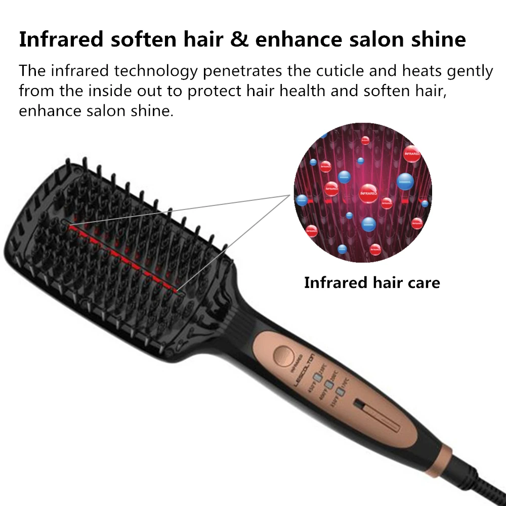 Профессиональная ионная инфракрасная щетка-выпрямитель для волос, анион, быстрая прямая расческа для волос, электрическая ионная керамическая щетка для волос, утюжок