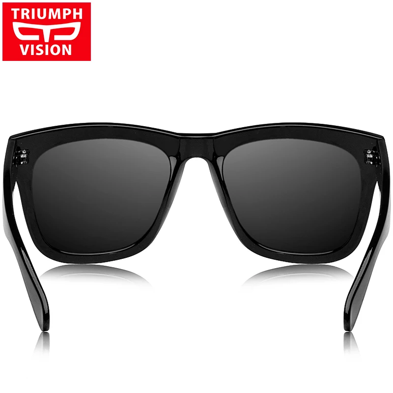 TRIUMPH VISION прочные дужки поляризованные черные солнцезащитные очки для мужчин квадратные оттенки мужские UV400 Polaroid Солнцезащитные очки зеркальные Серебристые синие