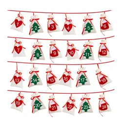 Хлопковый Рождественский Адвент-календарь гирлянда, набор из 24 штук, 11x16 см висит Рождественский календарь подарочные пакеты Новый год 2019