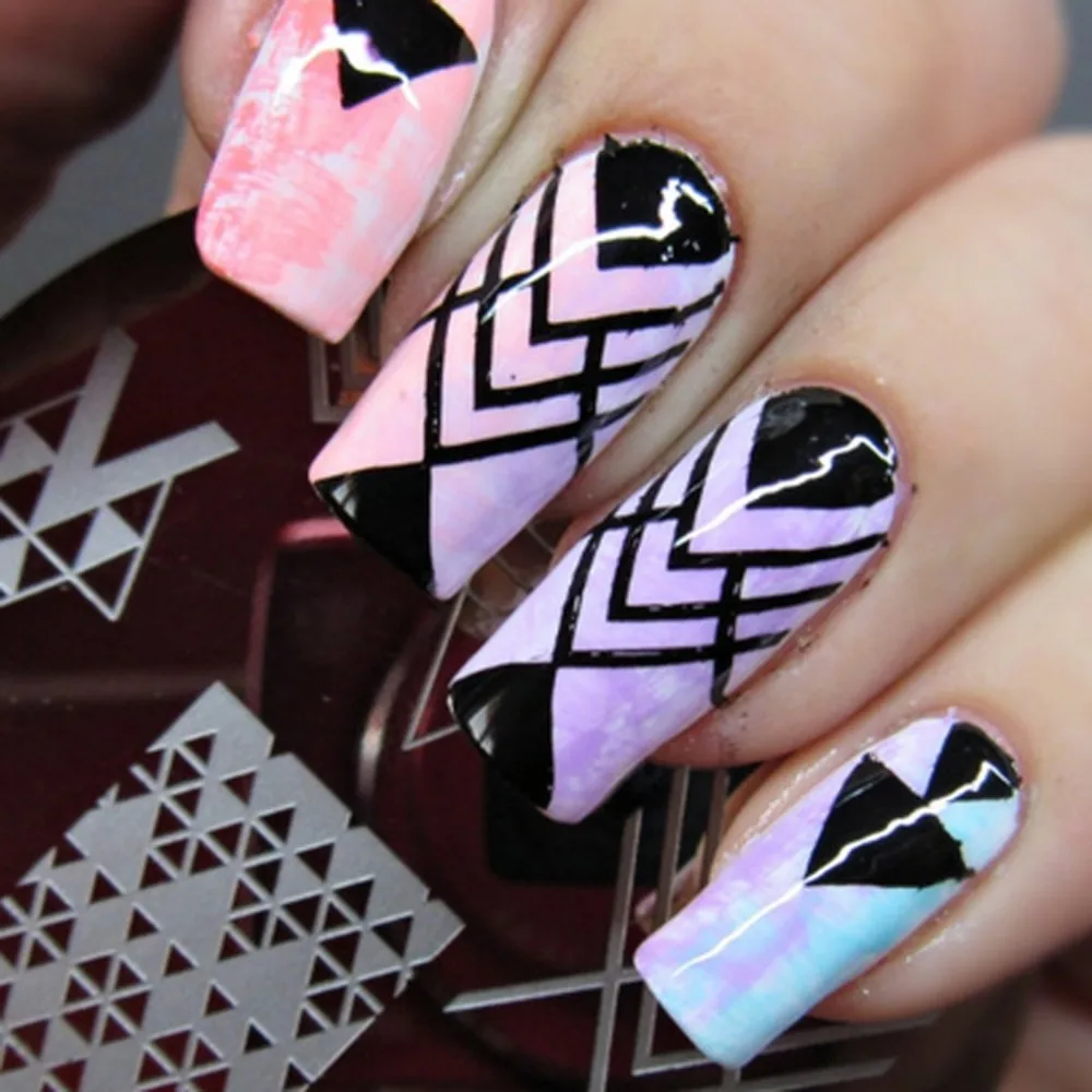 Fashion Gaya Baru Ruang Nail Art Stamping Stamp Template Gambar