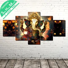 5 Шт. Ганеша Лорд Wall Art Холст Плакат и Печать Холст Картины Декоративная Картина Холст Картины