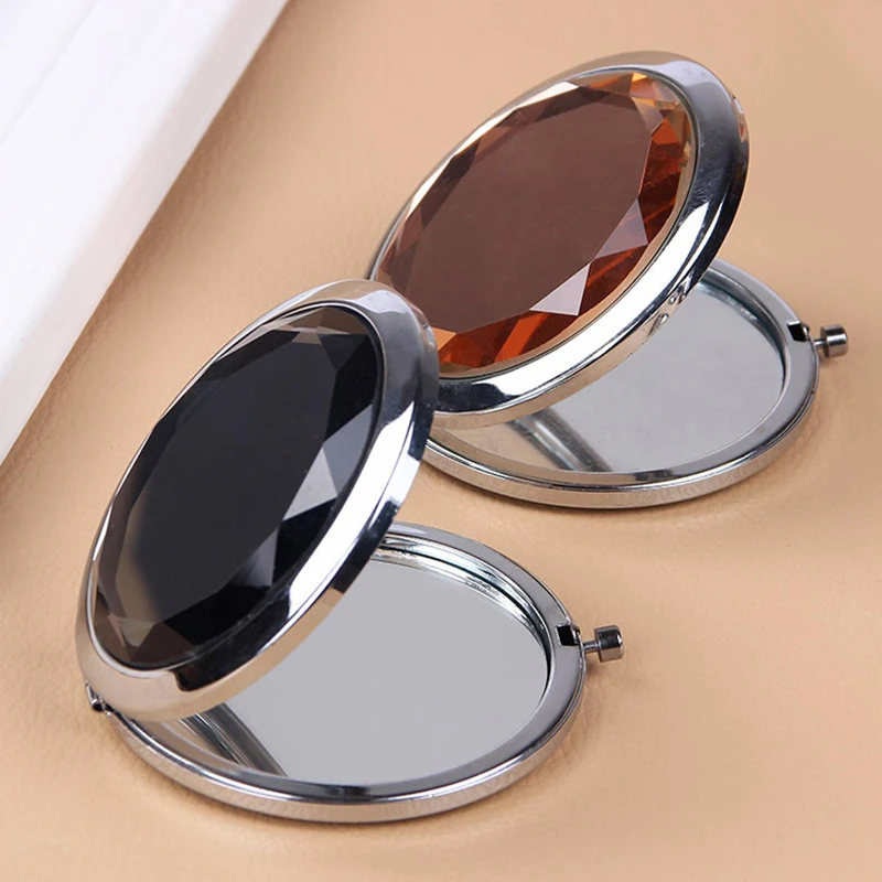 Personalized Pocket Compact Mirror Wedding Favor Crystal Folding Makeup