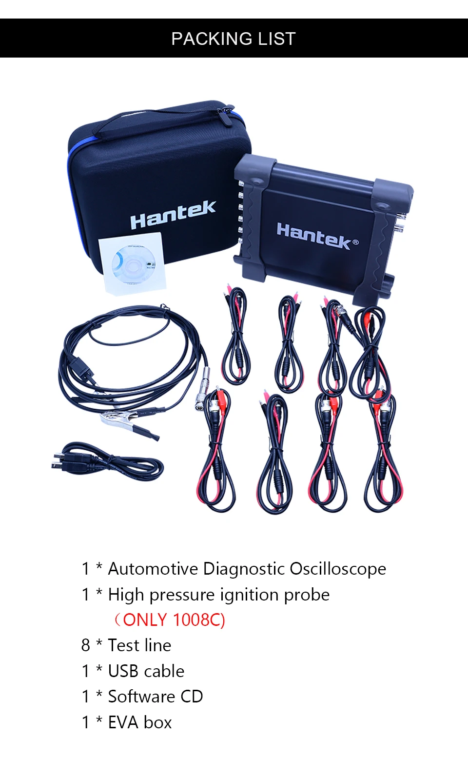 Hantek 1008C 8CH PC USB автомобильной диагностический цифровой осциллограф DAQ программа генератор 2.4MSa/s тестер автомобиля