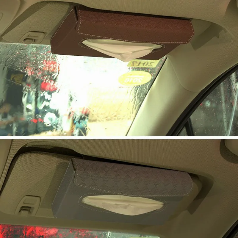 

Car Sun Visor Tissue Box Car Styling Organizer Accessories PU Leather Car Sunshade Paper Towel Box