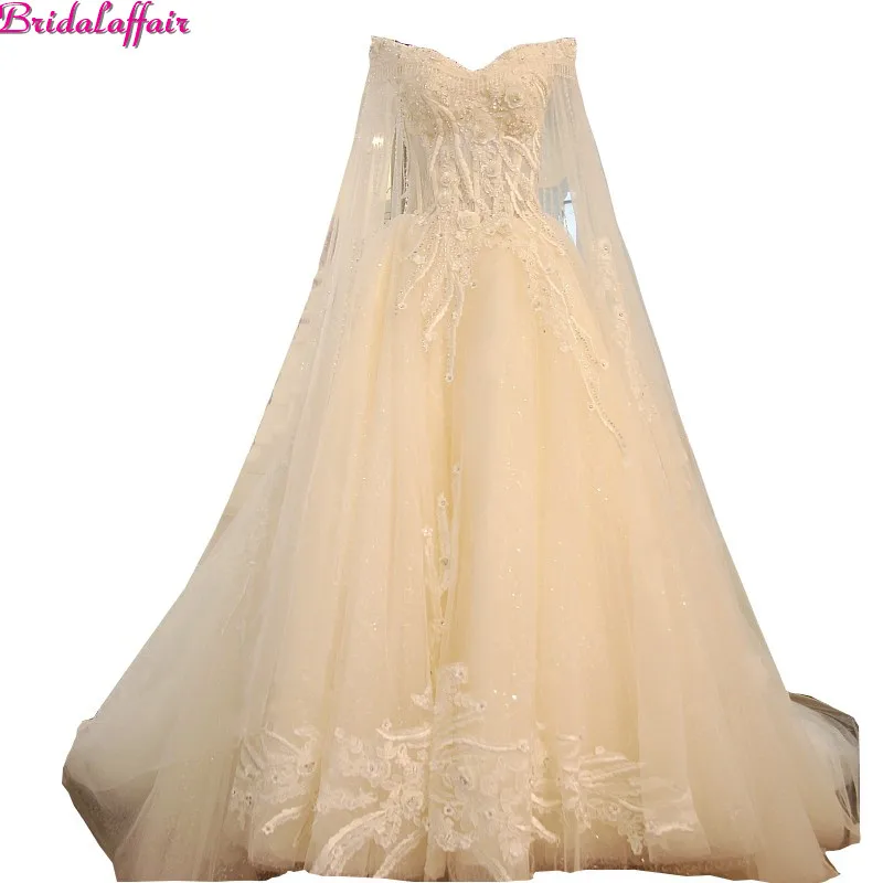 Real Image Luxury Wedding Dresses 2019 Vsetido De Novia Crystals Lace Wedding Dresses Beading Appliques Royal Train Bridal Gowns