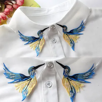 

Women Fake Collar Simple Flying Birds Embroidery Detachable Adjustable Half Shirts TY53