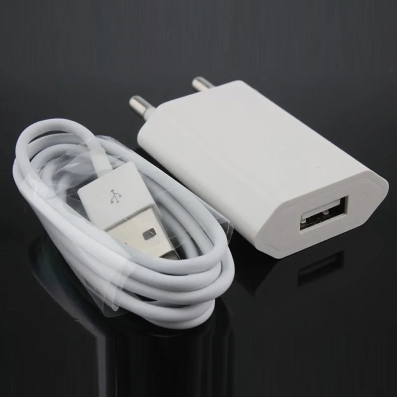 High Quality USB AC EU Wall Power Adapter Charging Charger Adapter 1m Sync Date Charger Cable For Apple iPhone 7 6 6S plus 5s 5C