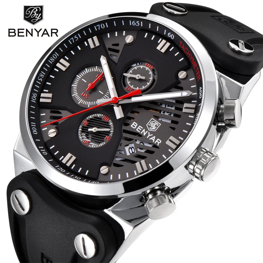

BENYAR Brand Mens Watches All Dials Work Chronograph Waterproof Quartz Military Watch Clock Men Relogio Masculino zegarek meski