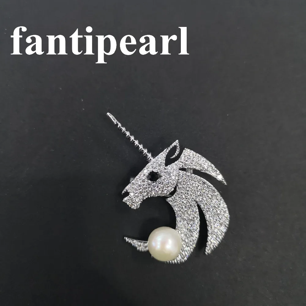 Cute pearl unicorn Brooches Rhinestone Enamel Crastal Jewelry Men Women's Corsage Clips For Suit Scarf Dress | Украшения и