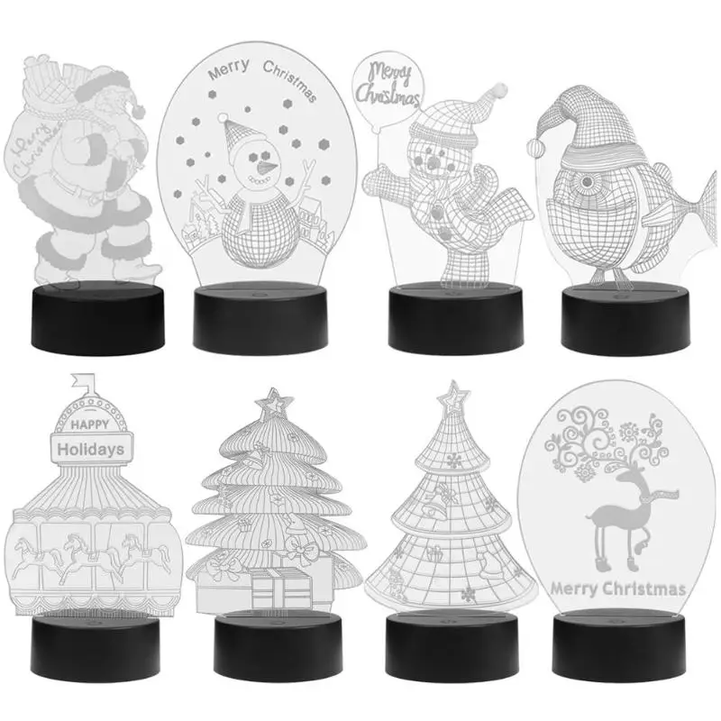 

Christmas Santa Claus/Snowman/Deer/Tree 3D Visual Light LED Acrylic Light Touch Switch Table Lamp Christmas Decorations for Home