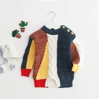sweater Детский вязаный комбинезон для маленьких девочек, свитер в стиле пэчворк, Вязаный комбинезон с длинными рукавами для малышей, детская одежда, комбинезоны для новорожденных - Цвет: sweater