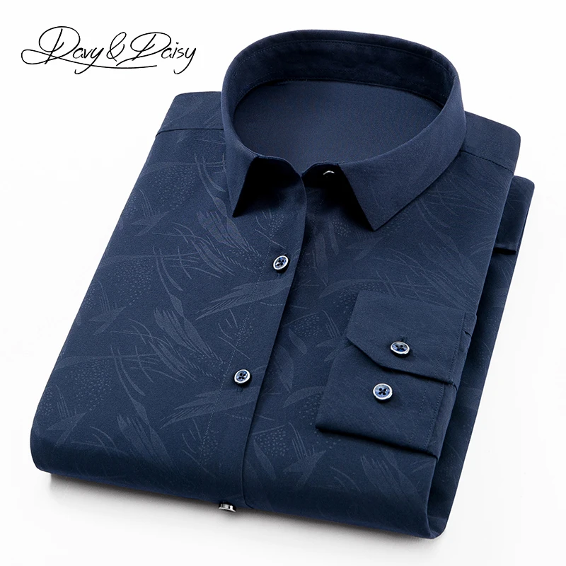 

DAVYDAISY 2018 New Arrival Men Shirt Spring Autumn Long Sleeve Turn-Down Collar Dress Print Casual Shirt Men Camisas DS-241